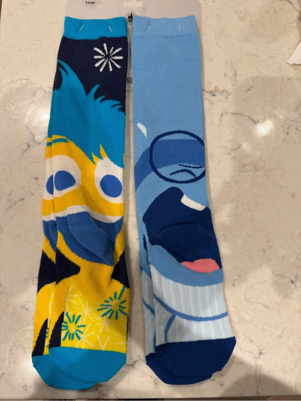 Disney Youth Socks Joy & Sadness Pixar Inside Out two Pair